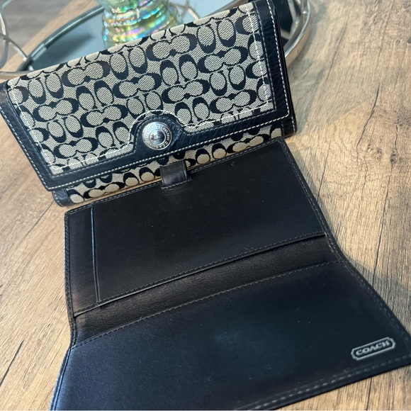 Coach signature canvas monogram black gray set wallet card holder GUC - Picture 2 of 5